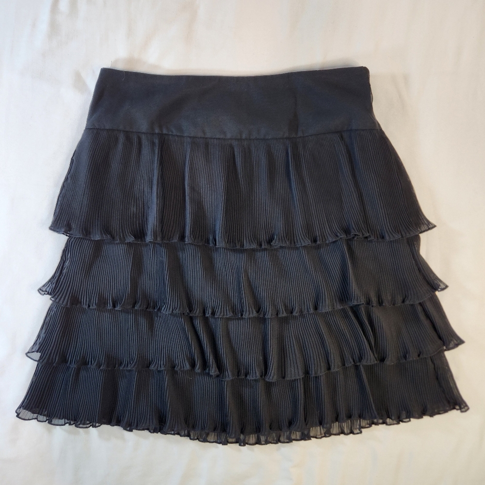 NWT Vintage Ann Taylor LOFT Y2K Tiered Pleated Chiffon Skirt | Size 6 | Black - Picture 5 of 9